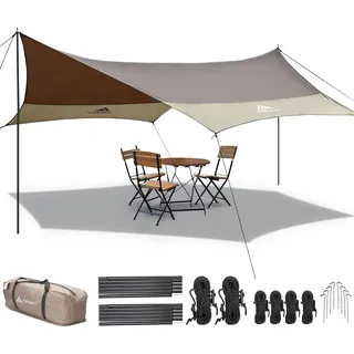 Forceatt Zeltplane, 3,7 * 4,3 m Tarp Ultraleicht mit 6 Umreifungspunkten, Tarp Wasserdicht Kann mit Zelt und Hängematte in Camping, Wandern und Andere Aktivitäten im Freien.