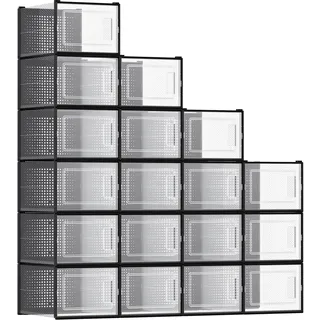 Songmics Schuhboxen 18er Set transparent-schwarz