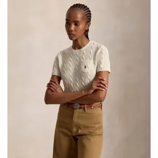 Polo Ralph Lauren für Damen. 211A92271002 Geflochtener Jersey cremeweiß (XL), Lässig, Baumwolle, Langarm