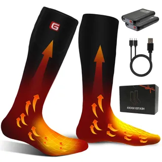 Svpro Beheizbare Socken Herren Damen,Beheizte Socken Elektrische Warme Socken Wiederaufladbare 4000mAh Batterie Heizsocken, Thermosocken Fußwärmer für Outdoor Reiten Camping Wandern Motorrad Skifahre