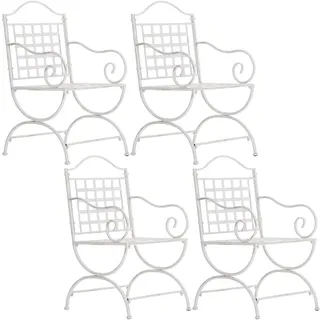 CLP Gartenstuhl 4er Set Metall 56 x 92 x 53 cm antik weiß