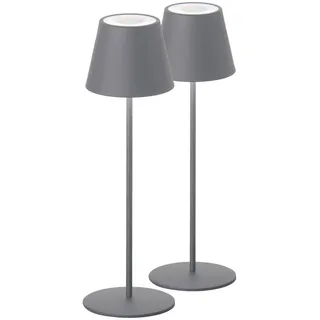 Schöner Wohnen LED-Akkutischleuchte 2er Set , Grau , Metall , G , 38 cm , Farbwechsler, stufenverstellbar, tragbar, kabellos, aufladbar über Usb , Lampen & Leuchten, Innenbeleuchtung, Tischlampen, Akku-Tischlampen