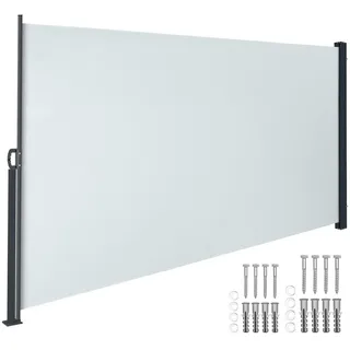 tectake Seitenmarkise , ausziehbar, mit Aufrollmechanismus, grau , Grau , Kunststoff , 300x160x9 cm , Sonnenschutz