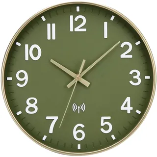 NESIFEE Wanduhr Funk Funkuhr Wand Lautlos Funkwanduhr Grün 30 cm | Funkwanduhr Geräuschlos, Wohnzimmer, Badezimmeruhr Funk, Wanduhr Ohne Tickgeräusche Funk,Wandfunkuhr, Uhr Wand,Küchenuhr