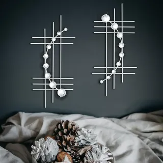 zexuiru Bling-Metall-Wanddeko mit Schmuckkristallen, Wandaufhängung, Strass-Diamant, abstrakte Wandskulptur aus Eisen, Silber, 2er-Set