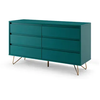 SalesFever Bolton Design Sideboard 120 x 70 x 40 cm Blau / Gold