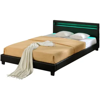 Corium LED Polsterbett Paris 140x200cm Schwarz - Schwarz