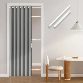 Jilron Türvorhang Ohne Bohren: Einfache Montage Mit Teleskopstange & Magnetischem Verschluss – Schutz Der Privatsphäre Im Raum (Grau-H201 x B130 cm)