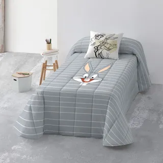 Belum | Looney Tunes Bouti Bugs Bunny Steppdecke, Bio-Baumwolle und gekämmte Steppdecke für Bett mit 135 cm, weiche Steppdecke, Ganzjahres-Tagesdecke