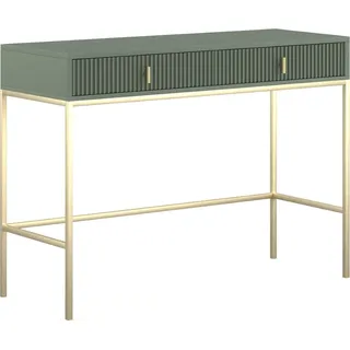 Schminktisch: zwei Schubladen, rauchgrüne Farbe, goldene Beine, H 77 cm - Grün