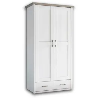 Begabino Drehtürenschrank Luca 106 x 201 x 55 cm Pinie Weiß/Trüffel