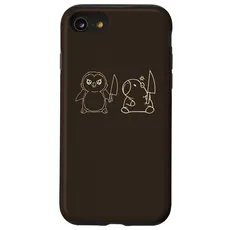 Hülle für iPhone SE (2020) / 7 / 8 Pinguin und Capybara hält ein Messer