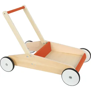 Small Foot Company small Foot Lauflernwagen Kupferrot, robuster Schiebewagen aus Holz, mit großer Ladefläche, ab 12 Monaten, 12610
