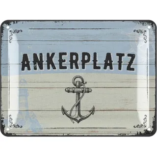 LANOLU Blechschild retro Ankerplatz - maritime Anker Deko für Garten und Küche - Einweihungsgeschenk Wohnung für Freunde und Familie Schild - Einzug Geschenk 15x20 cm