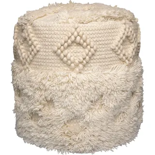 Kayoom Pouf »Bohist 125 35cm x 35cm, Strukturen mit Fransen und Quasten« 1 Stk. tlg. handgefertigt, Unikat, sehr gut kombinierbar, vielfältig im Einsatz, beige