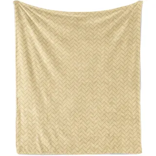 ABAKUHAUS neutrale Farbe Weich Flanell Fleece Decke, Geometric Tile-Muster mit Crossing Stil Brick Steine Motivdruck, 175 x 230 cm, Beige und Ecru - Beige