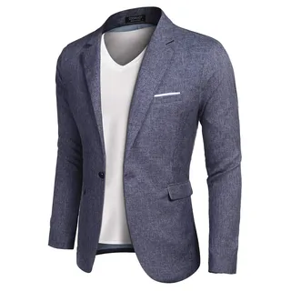 Coofandy Herren-Blazer, lässige Sportmäntel, schmale Passform, EIN Knopf, Anzugjacke, leichtes Sportjacket, Blau, XL