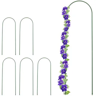 Relaxdays Rankhilfe, 6er Set, HxB: 120 x 32 cm, Metall, Rankgerüst für Kletterpflanzen, Bogenform, freistehend, grün