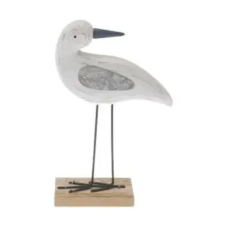 Holz Aufsteller Möwe, mit Metall-Flügeln, Weiß, 21 x 17 x 5 cm