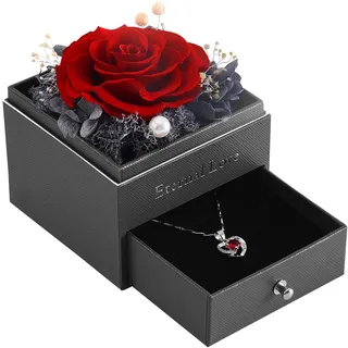 SHOKUTO Geschenk für Mama Geschenk zum Muttertag-Ewige Rose mit Halskette Schmuck Geschenkbox,Valentinstag Muttertag Weihnachten Hochzeitstag Geschenke für Sie Freundin Mutter Ehefrau