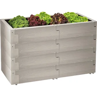 JUWEL Hochbeet Timber 4er-Set (24 Bausteine, Kräuterbeet Füllinhalt 480 l, in Holzoptik, Beetsystem mit hoher Wärmeisolierung, Maße 130x60 cm, Höhe 60 cm, Gemüsebeet) 20470