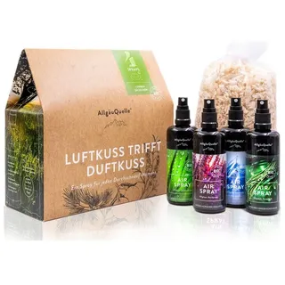 AllgäuQuelle Naturprodukte AllgäuQuelle® Bio Raumspray-Set, 100% Bio-Duftölen. inkl. Bio-Zirben-Säckchen Raumduft Raumerfrischer 400 ml