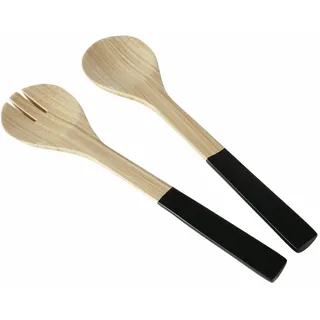 BAMBO Salatbesteck 2er-Set, 29 cm, aus schwarzem Bambus, ergonomische Form