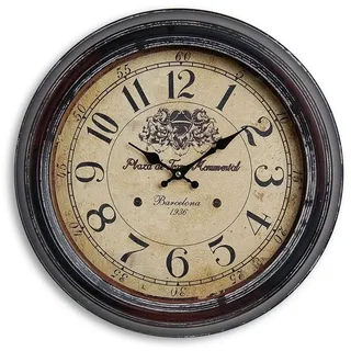 levandeo Wanduhr XXL 47cm Metall Barcelona - Nostalgie Großuhr Bahnhof Uhr - Schwarz