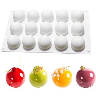 duoyif Silikonform Kugel Schokoladenformen Kugel Ø 42mm 15 Löcher Silikon Backform Kugel Silikonform Zur Herstellung Von Dome-Mousse Kuchen Kugel Schokolade Eiskugel 42x37mm (Ø42mm)