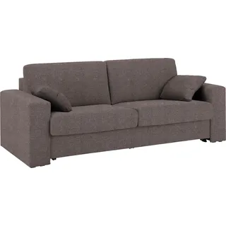 Home affaire Schlafsofa »Roma Matratzenhöhe 14 cm« Dauerschlaffunktion, mit Unterfederung, Lattenrost, Matratze, braun