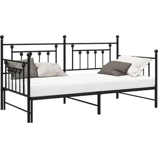 vidaXL Tagesbettrahmen mit Kopfteil Schwarz 100 x 200 cm Stahl