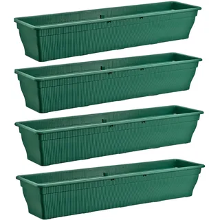 Blumenkasten 4x Balkonkasten Pflanzkasten 100cm stabil mit Wasserspeicher grün