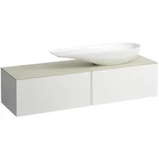 Laufen Il Bagno Alessi Schubladenelement, Steinplatte Calce Avorio, Ausschnitt rechts, 160x50x37cm, zu WT-Schale H81897 4, H431343097, Farbe: Specialcolor