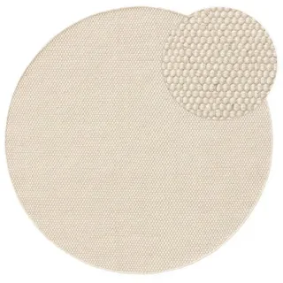 benuta pure Wollteppich Rocco Weiß ø 150 cm rund - Naturfaserteppich aus Wolle