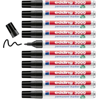 edding 3000 Permanentmarker schwarz 10er Pack (schwarz, 10 Stifte