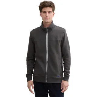 TOM TAILOR Herren Sweatjacke mit Stehkragen, 11086 - Dark Grey Melange, S