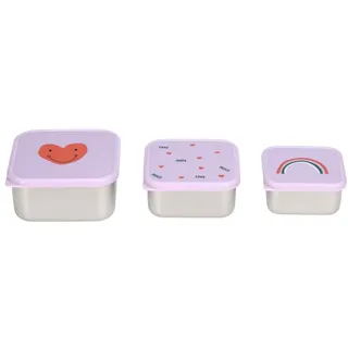 Lässig Snackbox Kinder 3er Set Edelstahl Brotdose/Snackbox Stainless Steel Happy Rascals Heart