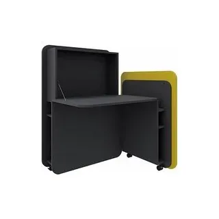 fm FLATup  Sekretär graphit/ gelb rechteckig, schwarz 107,0 x 41,5 - 91,0 cm