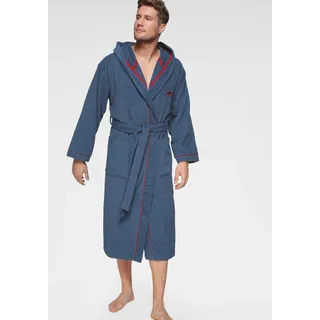 Unisex-Bademantel KANGAROOS "Luke, ideal für Sauna & Spa, Hotelbademantel, Morgenmantel" Gr. S, blau (navy), L:120cm, Walkfrottee, Hausmäntel, Unisex-Bademantel, für Damen & Herren, Bademantel mit Kapuze & Logostickerei,S-2XL