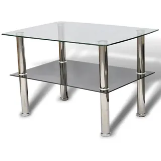 vidaXL Couchtisch mit Ablage Glas - Silber