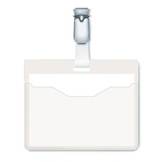 Durable Namensschild (mit Clip, 60 x 90 mm, Kunststoff) Packung à 25 Stück, transparent, 810619