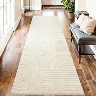Famibay Läufer Flur 80x300cm rutschfest Teppichläufer Flur Waschbar Küchenteppich Läufer Beige für Eingang Schlafzimmer Wohnzimmer Korridor