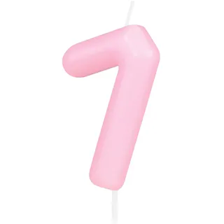Hongplus Macaron Kerze in rosa Zahl 7, 7 Geburtstagskerzen, Macaron Pink Happy Birthday Kerzen für Kuchen, Kuchendekoration, Dekorationen für Mädchen und Frauen, Pastell, süß, 7. Geburtstag,