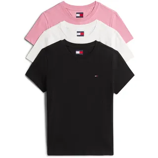 Tommy Hilfiger Tommy Jeans Tjw 3pack C-Neck Tee Dw0dw22175 S/S T-Shirt, Multi (Black/Ecru/Mystic pink, S EU