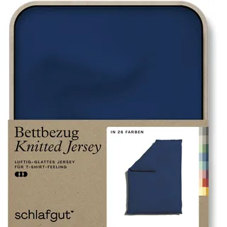 schlafgut Knitted Jersey uni, aus Bio-Baumwolle mit Elasthan, Reißverschluss«, (1 St.), bügelfrei, Mix & Match Bettwäsche: passender Kissenbezug erhältlich Schlafgut Blue Deep B/L: 155 cm x 220 cm