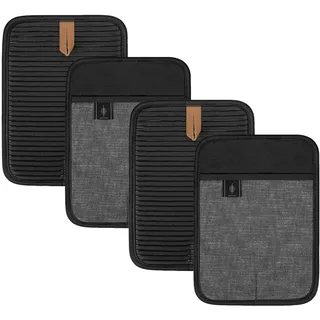 BONTHEE Topflappen Baumwolle Groß 4er Set Anti-rutsch Topflappen zum Kochen Backen Küchenzubehör - Schwarz