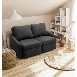 DOMO. collection Sofa Relax, 2-Sitzer Dauerschläfer, Boxspring Couch mit Schlaffunktion, Schlafsessel, Gästebett, Schlafsofa 168 x 96 x 86 cm (BxTxH), dunkelgrau