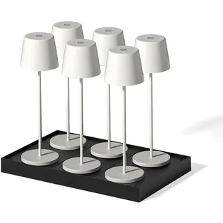 Lumisky KELLY WHITE LED Tischleuchte Touch Wireless Aluminium weiß dimmbar H38cm mit Ladeplatte 6er Set