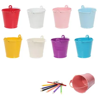 8 Stück tragbare Mini-Metall-Eimer, 8 Farben, für den Garten