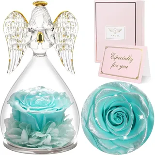 Ewige Rose Engel Geschenkbox für Frauen mit Glaskuppel & Grußkarte